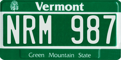 VT license plate NRM987
