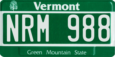 VT license plate NRM988