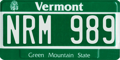 VT license plate NRM989