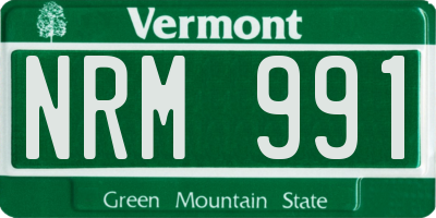 VT license plate NRM991