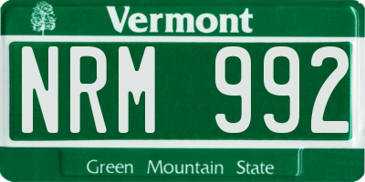 VT license plate NRM992
