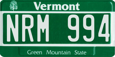 VT license plate NRM994