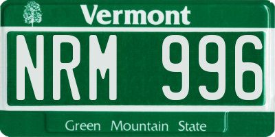 VT license plate NRM996