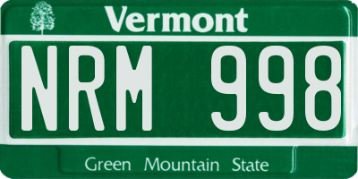 VT license plate NRM998