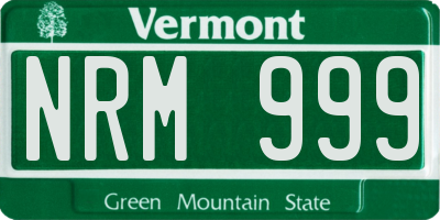 VT license plate NRM999