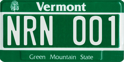 VT license plate NRN001