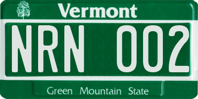 VT license plate NRN002