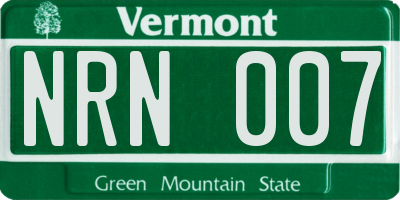 VT license plate NRN007