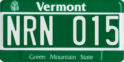 VT license plate NRN015