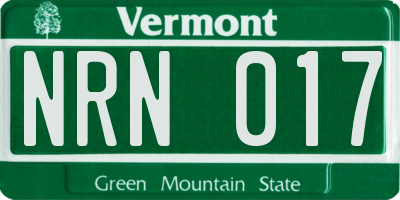 VT license plate NRN017