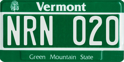 VT license plate NRN020