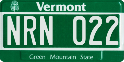 VT license plate NRN022