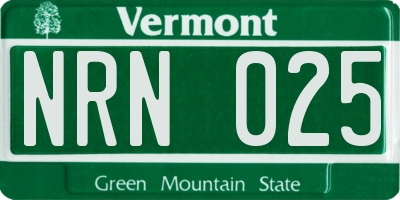 VT license plate NRN025