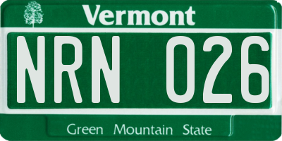 VT license plate NRN026