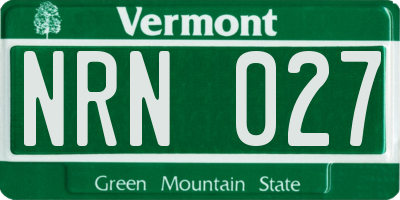VT license plate NRN027