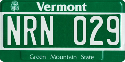 VT license plate NRN029