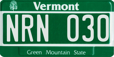 VT license plate NRN030
