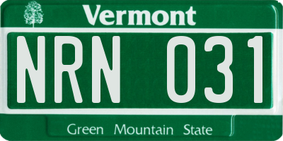 VT license plate NRN031