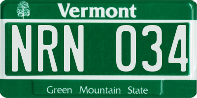 VT license plate NRN034