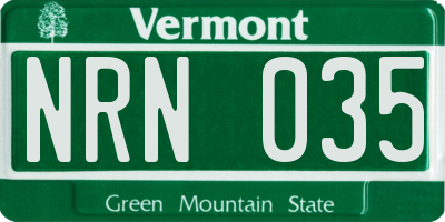 VT license plate NRN035