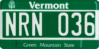 VT license plate NRN036