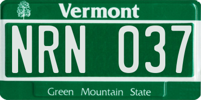VT license plate NRN037