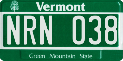 VT license plate NRN038