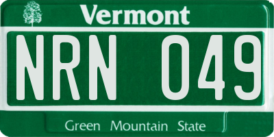 VT license plate NRN049