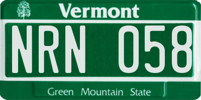 VT license plate NRN058