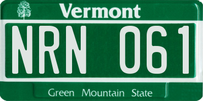 VT license plate NRN061