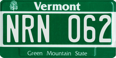 VT license plate NRN062