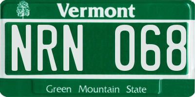 VT license plate NRN068