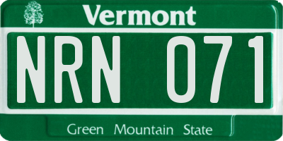 VT license plate NRN071
