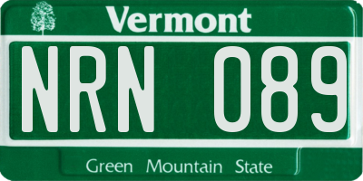VT license plate NRN089