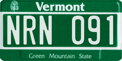 VT license plate NRN091