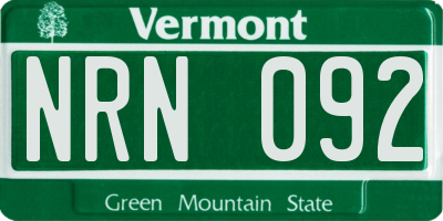 VT license plate NRN092