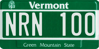 VT license plate NRN100