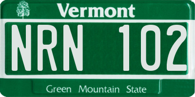 VT license plate NRN102