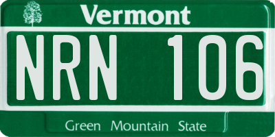 VT license plate NRN106