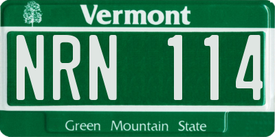 VT license plate NRN114