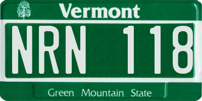 VT license plate NRN118