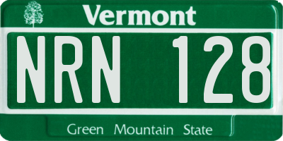 VT license plate NRN128