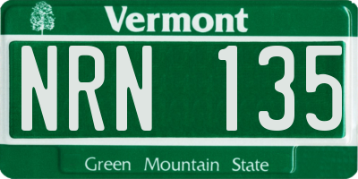VT license plate NRN135