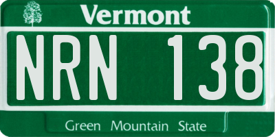 VT license plate NRN138