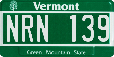 VT license plate NRN139
