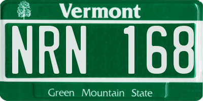 VT license plate NRN168