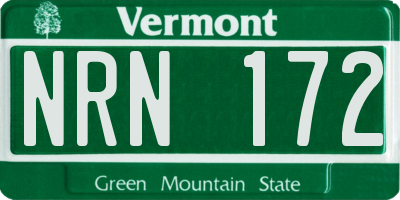 VT license plate NRN172