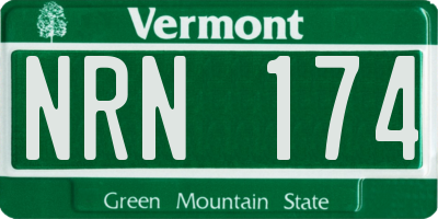VT license plate NRN174
