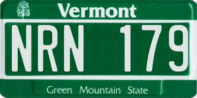 VT license plate NRN179