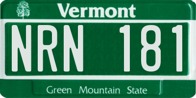 VT license plate NRN181